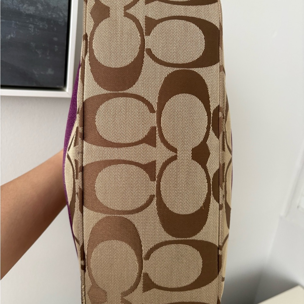 SOLD Coach Tan and Purple Shoulder Bag - Picture 7 of 11